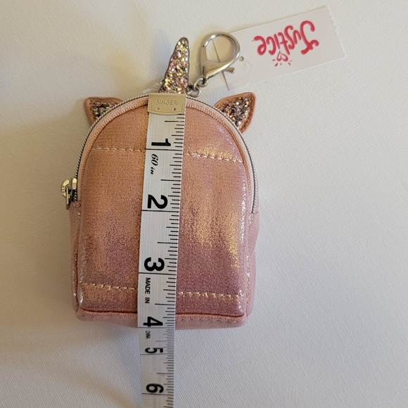 Justice Rose Gold Unicorn Backpack Keychain - Picture 4 of 5